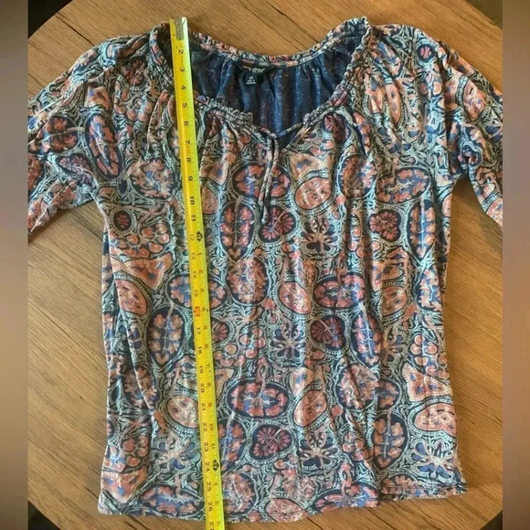 Lucky Brand Women’s Blue Multi Printed Bohemian Blouse Size 1X - Picture 5 of 7
